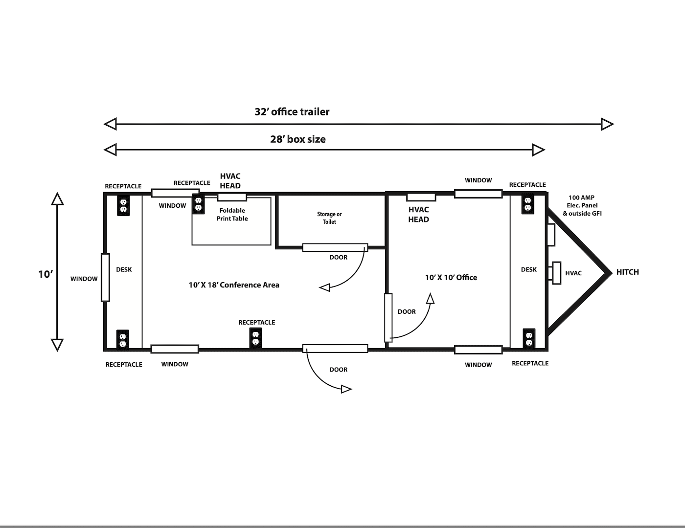10′ X 32′ Office Trailer