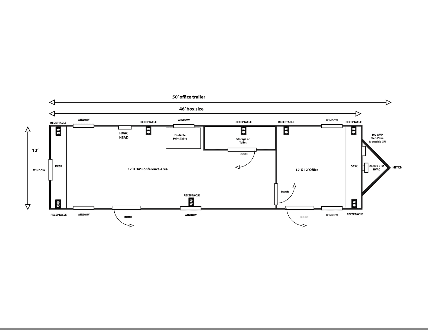 12′ X 50′ Office Trailer