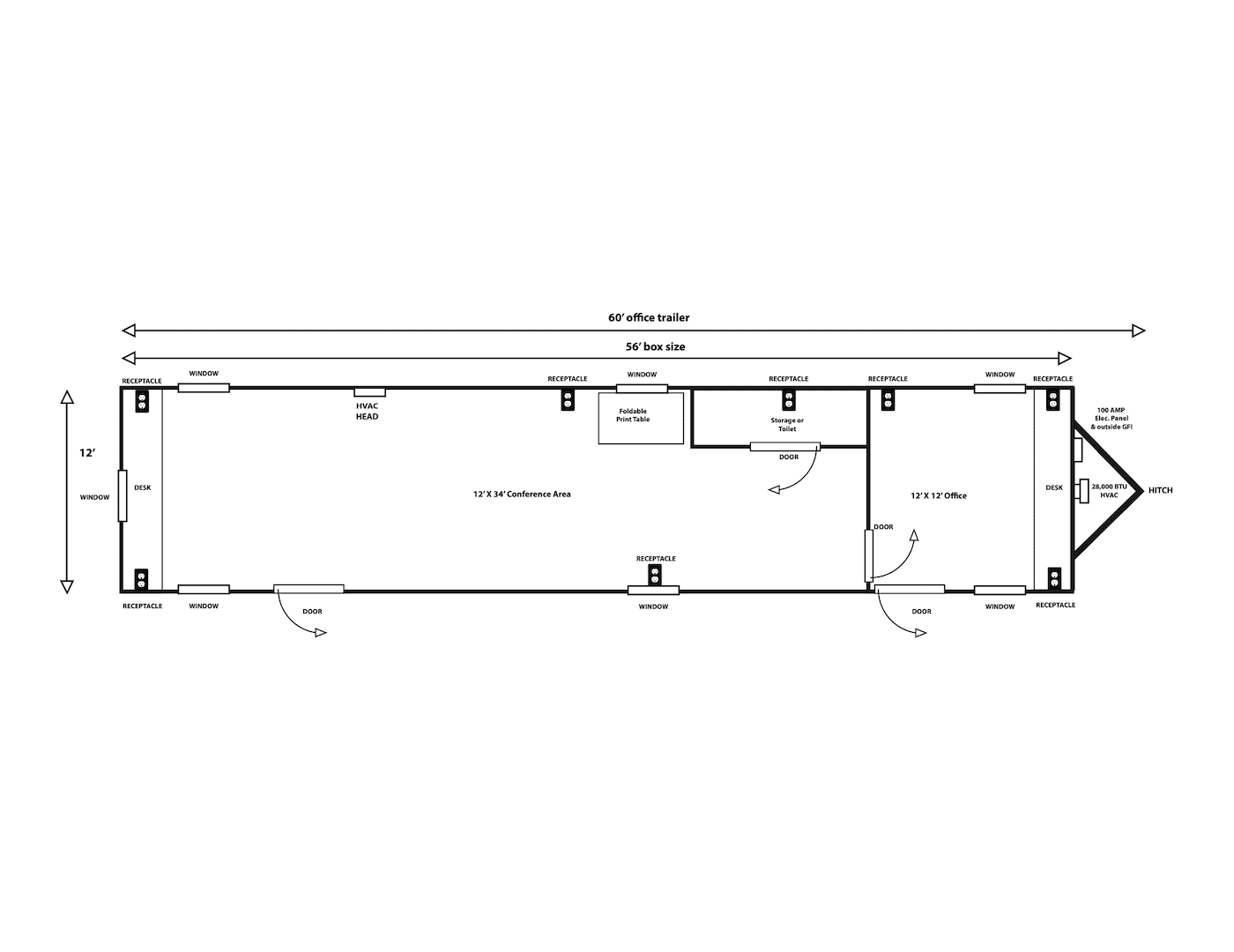 12′ X 60′ Office Trailer