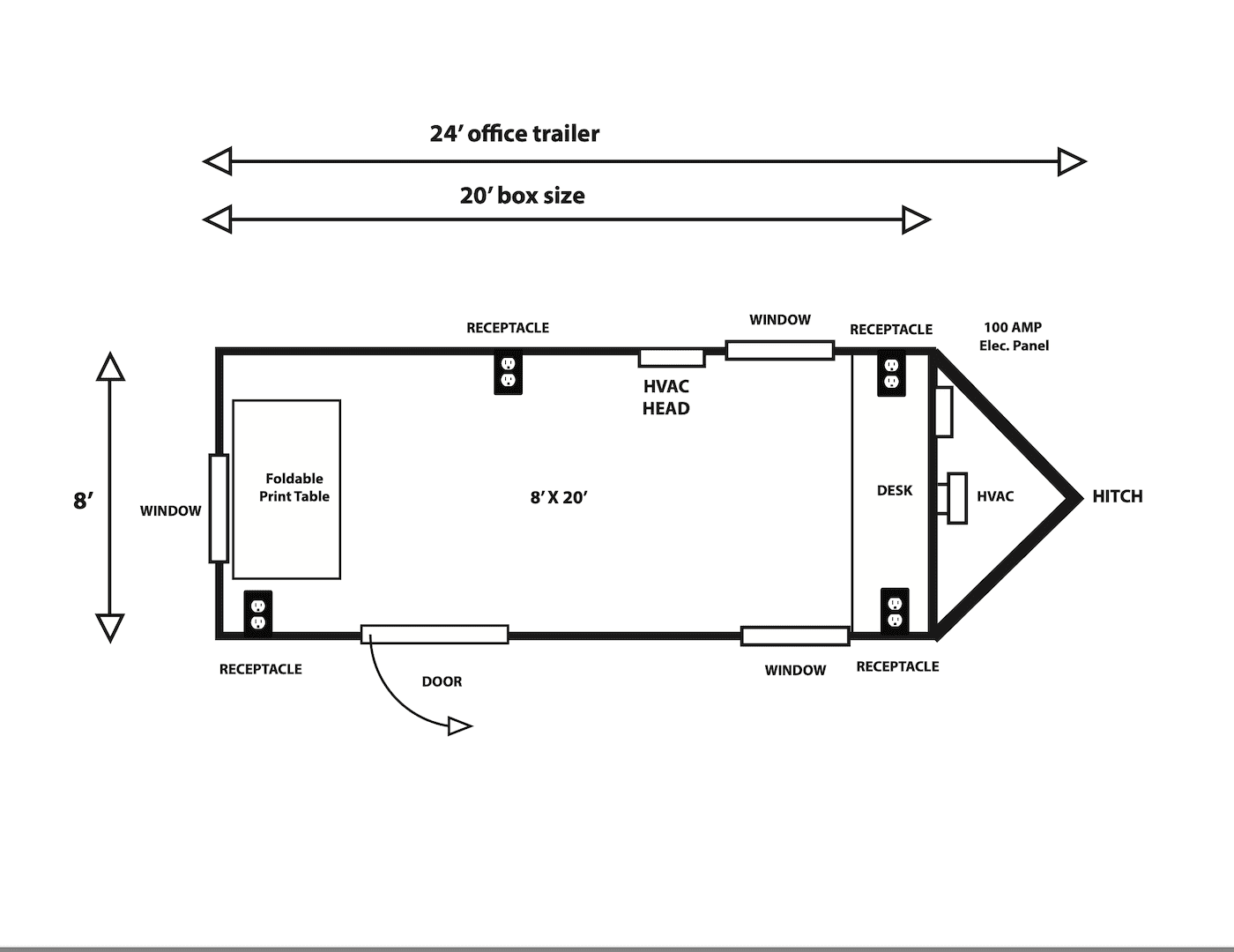 8′ X 24′ Office Trailer