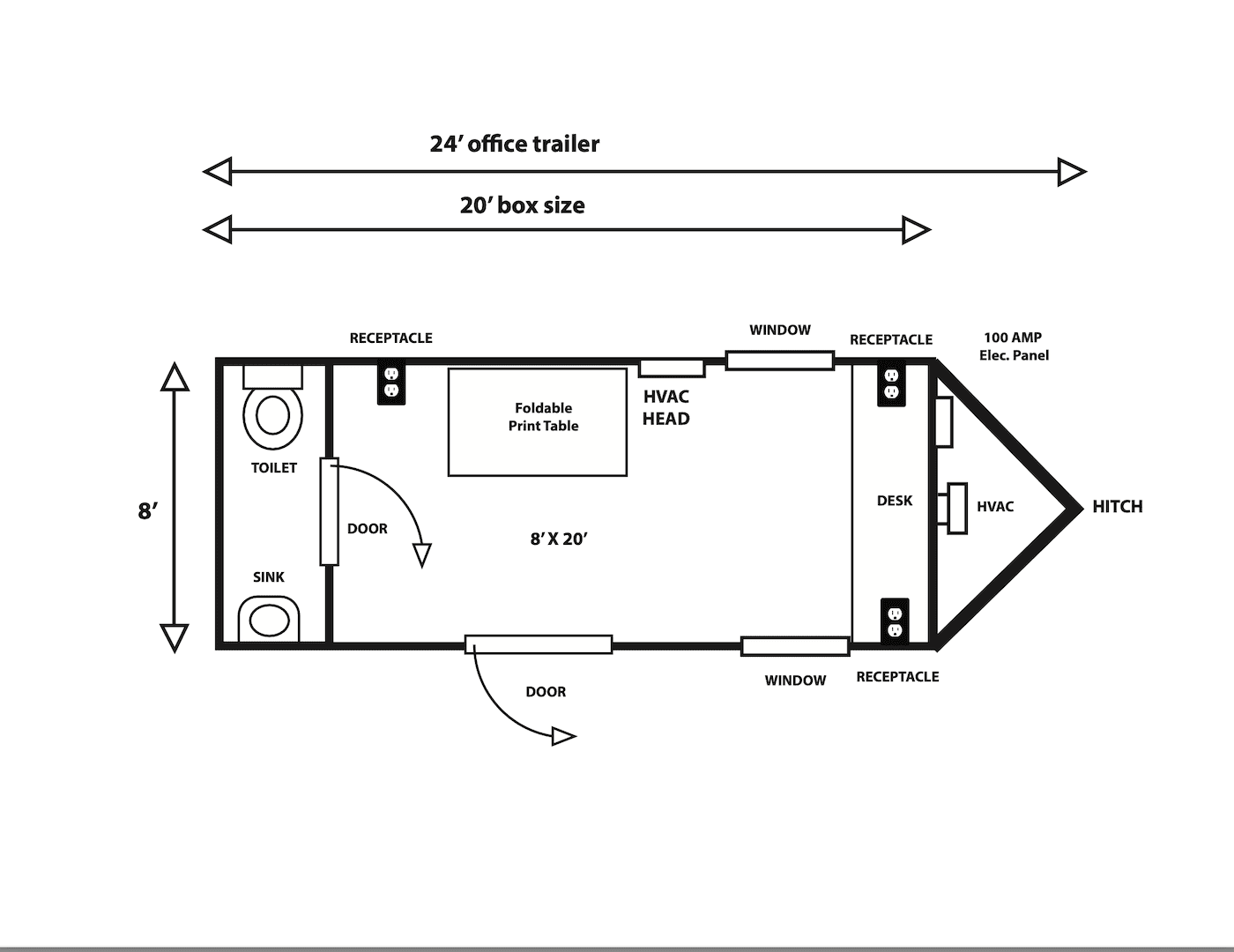 8′ X 24′ Office Trailer