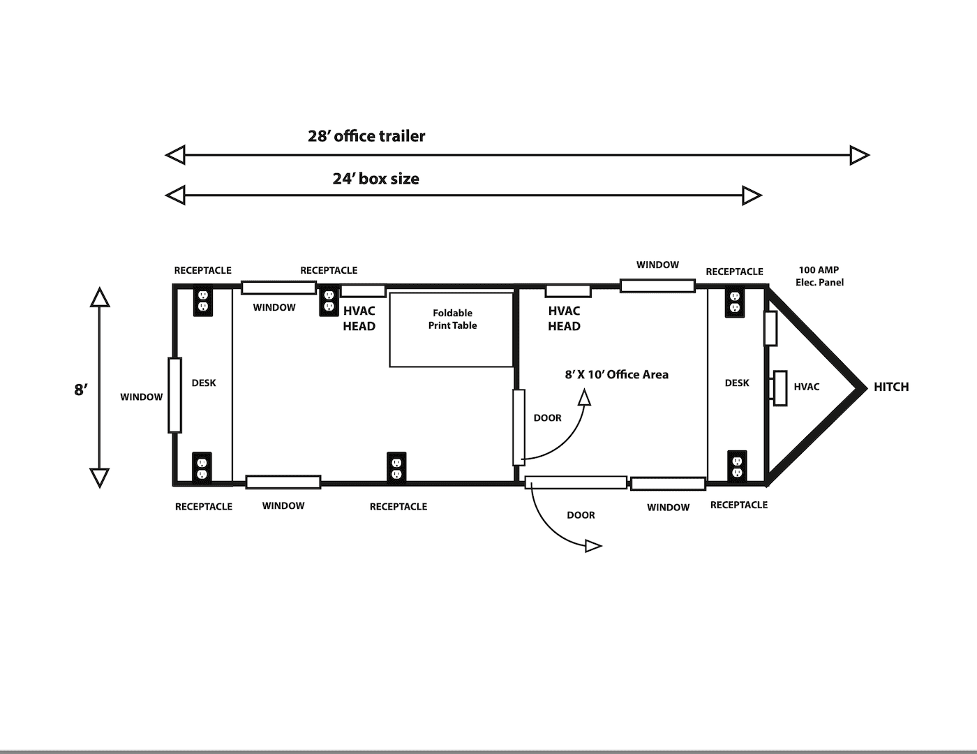8′ X 28′ Office Trailer