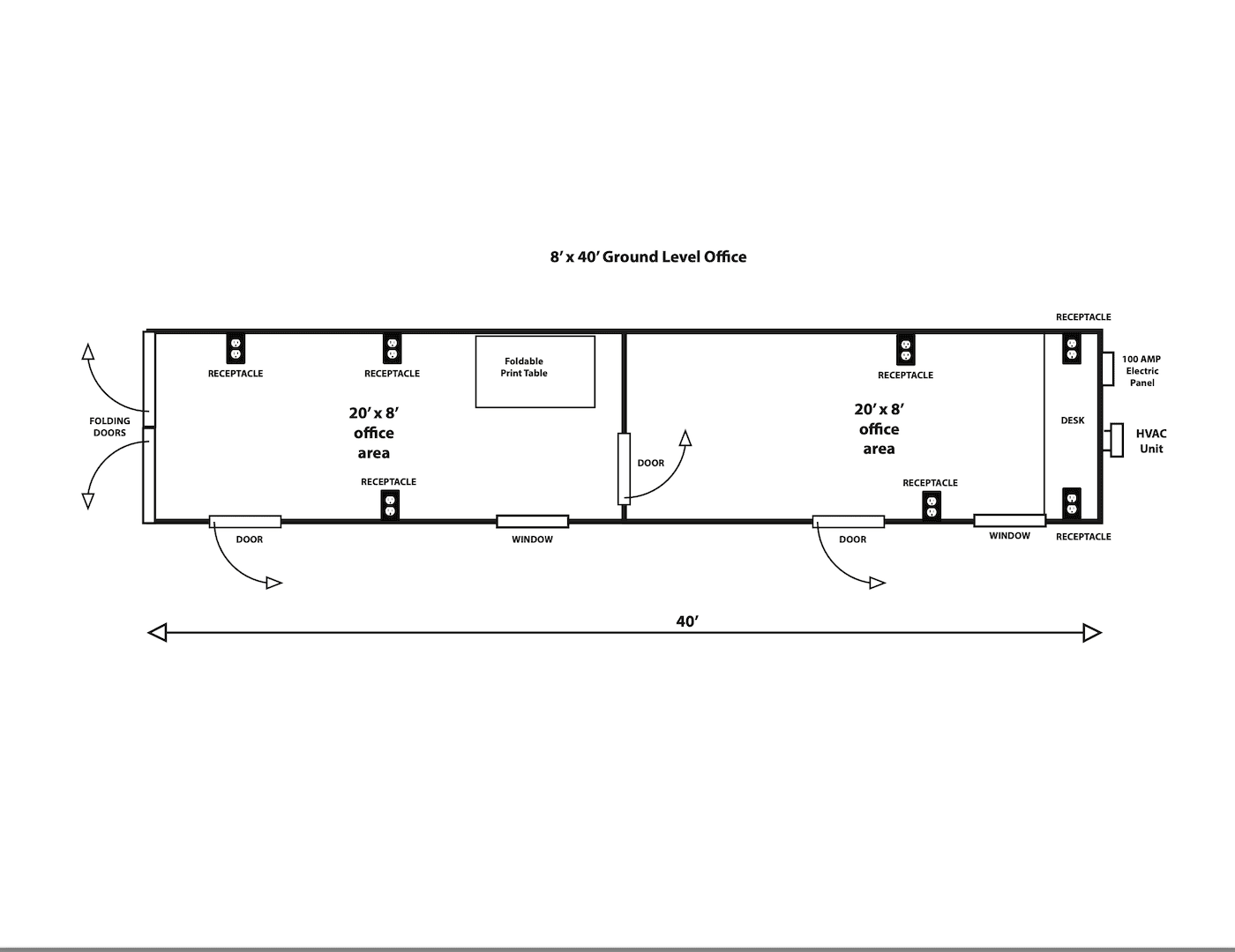 8′ X 40′ Ground Level Office