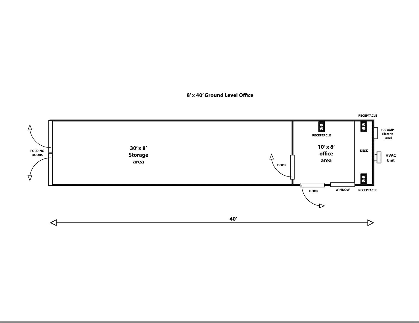 8′ X 40′ Ground Level Office