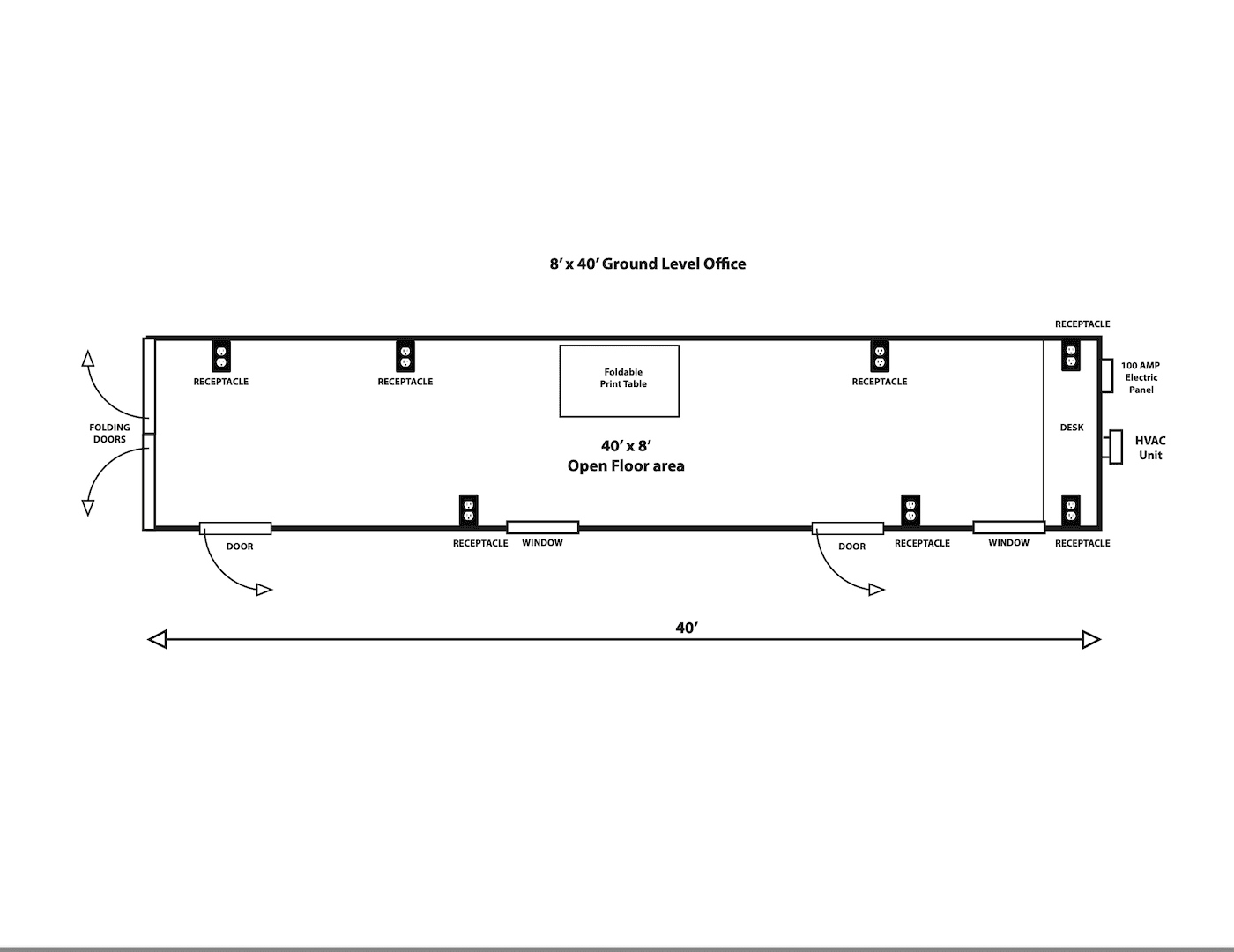 8′ X 40′ Ground Level Office