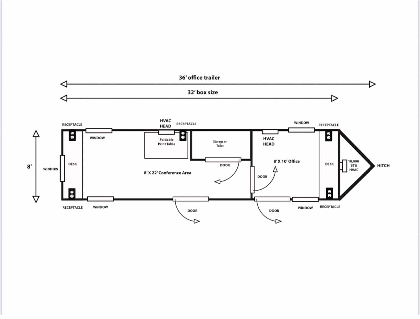 8 X 36 Office Trailer